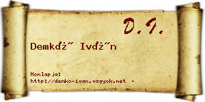 Demkó Iván névjegykártya